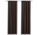 VidaXL Verdunkelungsvorhänge Leinenoptik 2 Stk. Taupe 140x245 cm Bild 2