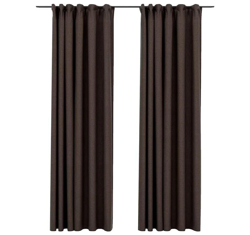 VidaXL Verdunkelungsvorhänge Leinenoptik 2 Stk. Taupe 140x245 cm - Bild 2