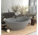 vidaXL Luxus-Waschbecken Aufsatz Matt Hellgrau Keramik Oval Bild 1