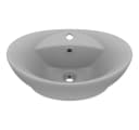 vidaXL Luxus-Waschbecken Aufsatz Matt Hellgrau Keramik Oval Bild 2