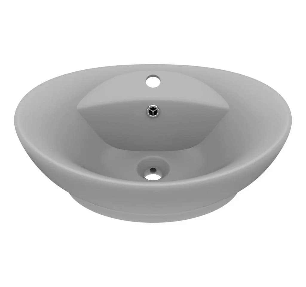 vidaXL Luxus-Waschbecken Aufsatz Matt Hellgrau Keramik Oval - Bild 2