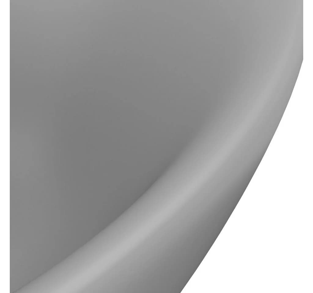 vidaXL Luxus-Waschbecken Aufsatz Matt Hellgrau Keramik Oval - Bild 5