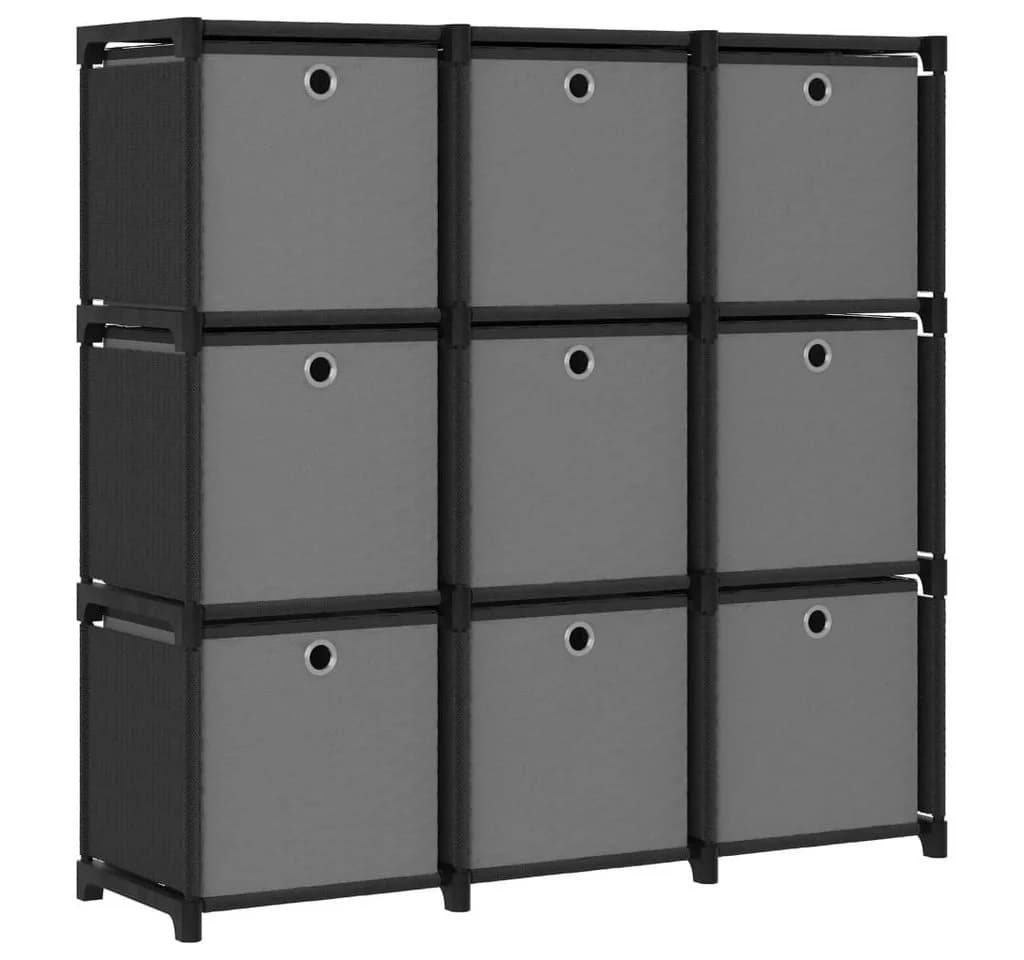 vidaXL Würfelregal 9 Fächer mit Boxen Schwarz - Bild 2