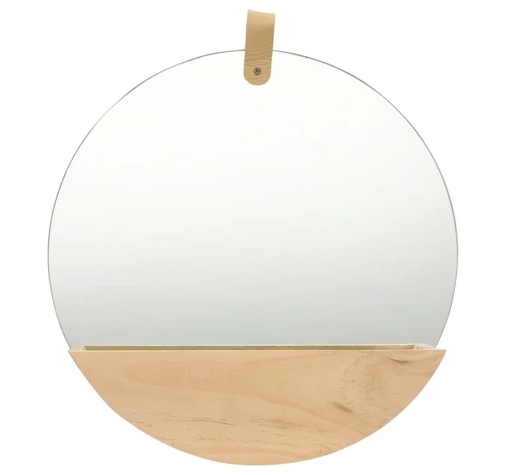 vidaXL Wandspiegel Kiefer Massivholz 35 cm Rund Braun - Bild 2