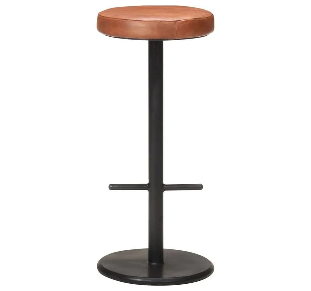 vidaXL Barhocker 2 Stk. Braun Echtleder mit Fußstütze - Bild 3