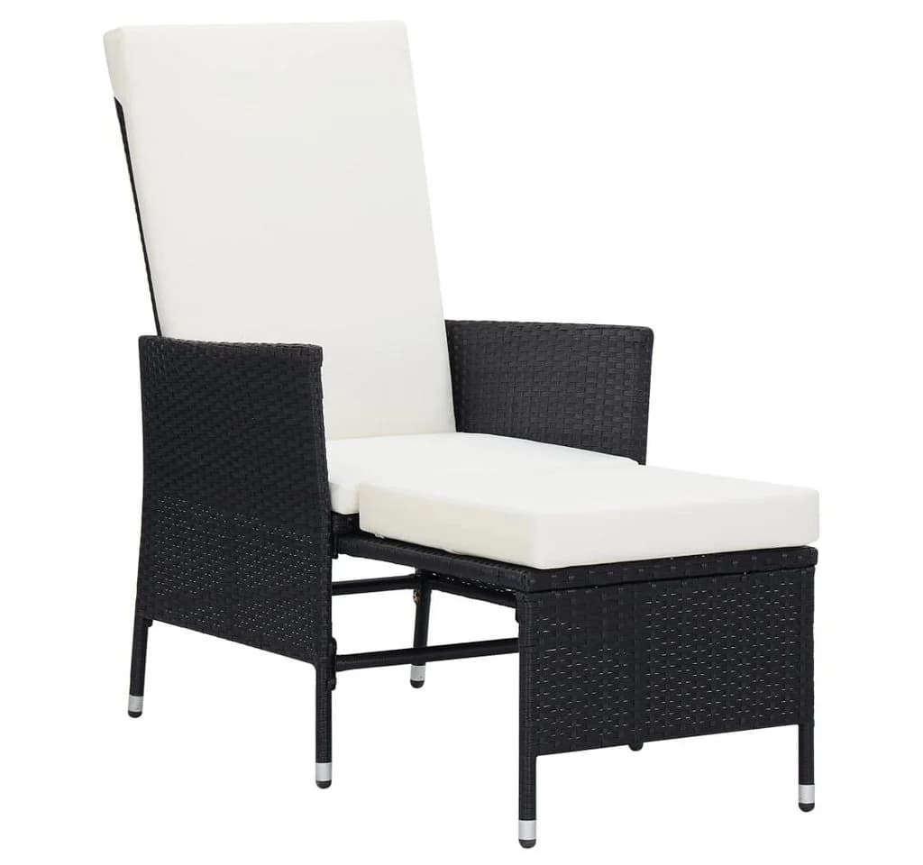 vidaXL Gartenstuhl mit Auflagen Poly Rattan Schwarz