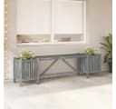 vidaXL Gartenbank mit 2 Pflanzkübeln 150 cm Massivholz Grau Bild 1