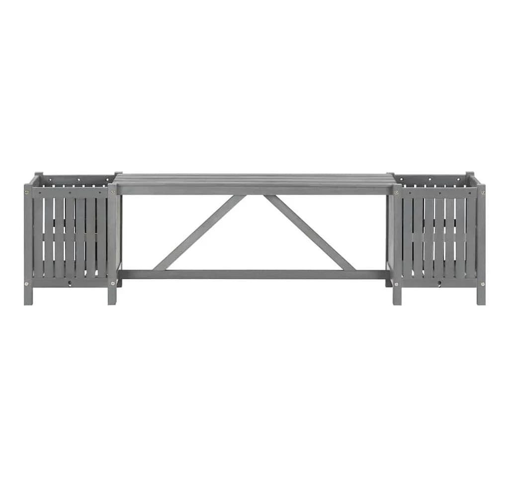 vidaXL Gartenbank mit 2 Pflanzkübeln 150 cm Massivholz Grau - Bild 4