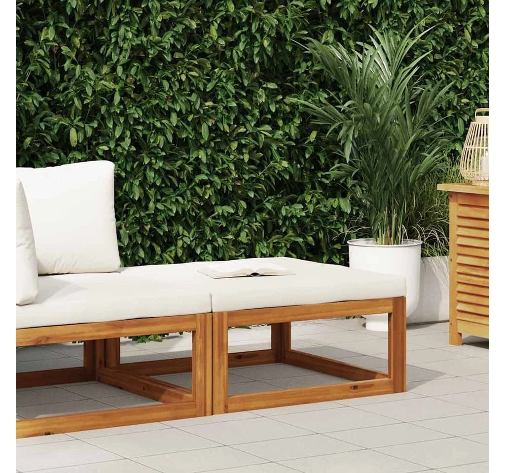 vidaXL Fußhocker Massivholz Cremeweiß Outdoor