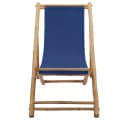 vidaXL Gartenstuhl Liegestuhl Bambus Canvas Marineblau Bild 1