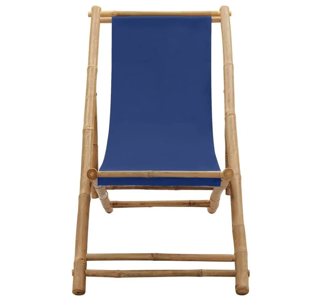 vidaXL Gartenstuhl Liegestuhl Bambus Canvas Marineblau