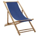 vidaXL Gartenstuhl Liegestuhl Bambus Canvas Marineblau Bild 2