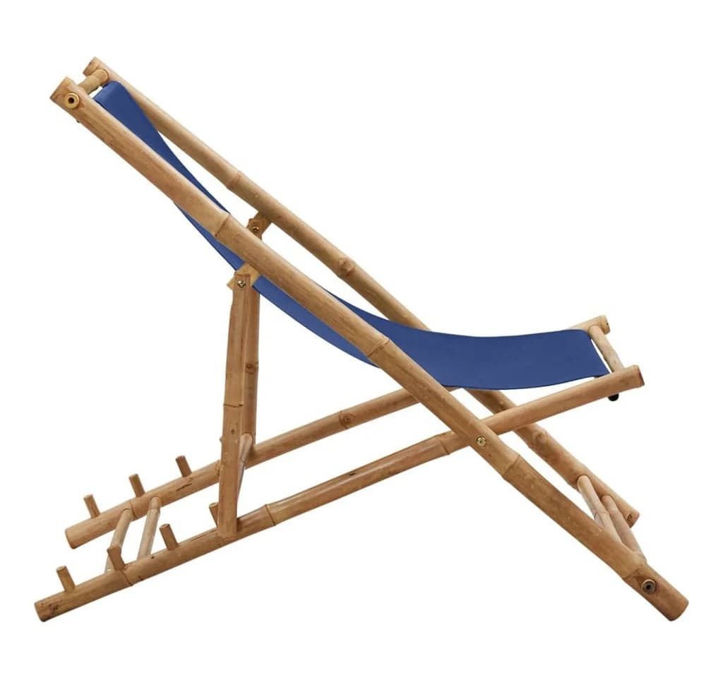 vidaXL Gartenstuhl Liegestuhl Bambus Canvas Marineblau - Bild 3