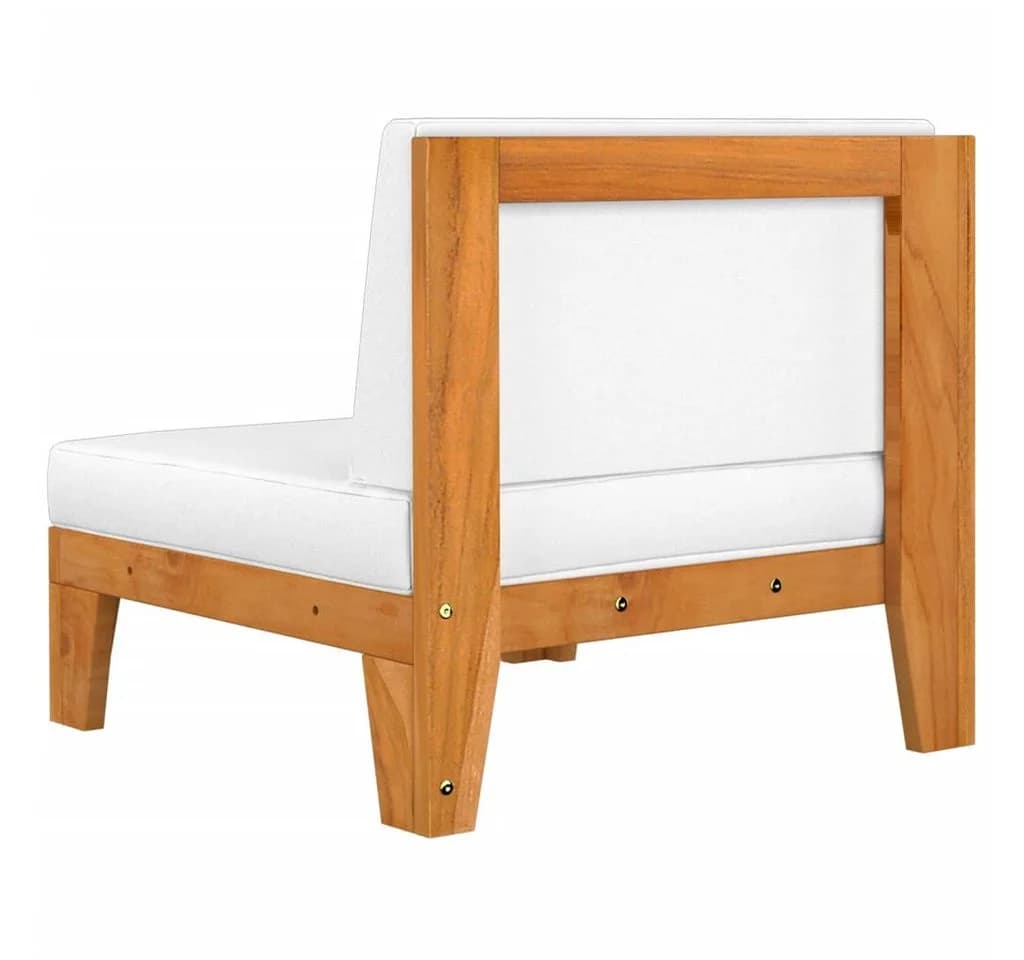 vidaXL Modular-Ecksofa mit Cremeweißen Kissen Massivholz - Bild 5