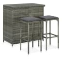 vidaXL Bar Set 3-tlg. Grau Poly Rattan mit Hockern Bild 2