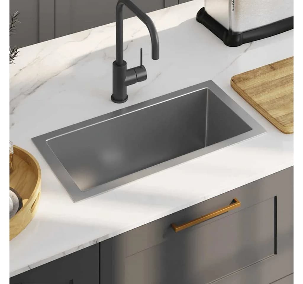 vidaXL Einbauspüle Edelstahl 60x30 cm Silber Satin-Finish