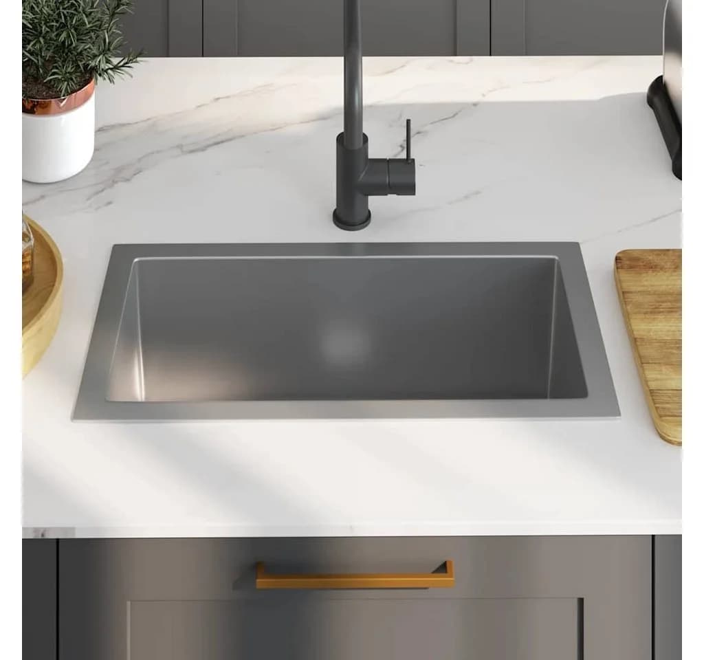 vidaXL Einbauspüle Edelstahl 60x30 cm Silber Satin-Finish - Bild 3