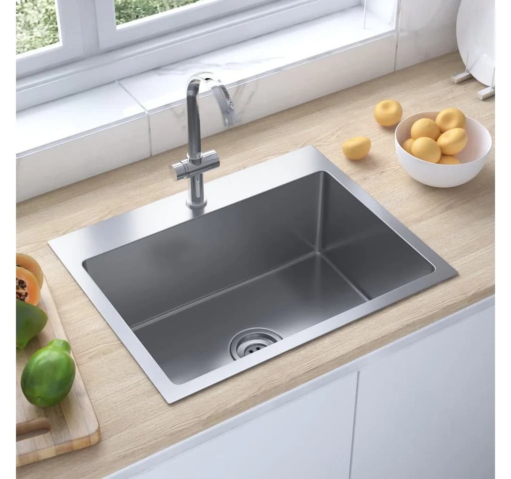 vidaXL Küchenspüle Edelstahl 55x44 cm Silber