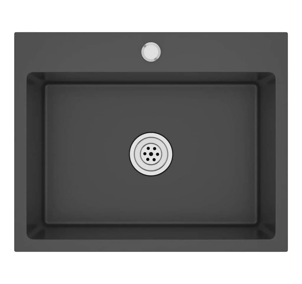 vidaXL Einbauspüle Schwarz Edelstahl 44/59 cm - Bild 2