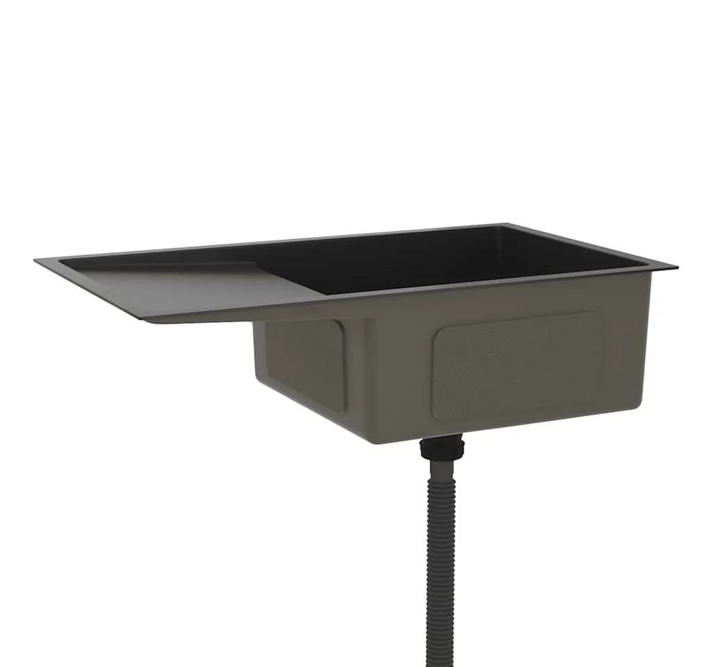 vidaXL Einbauspüle Schwarz Edelstahl mit Abtropffläche - Bild 4
