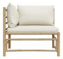 vidaXL Garten-Ecksofa mit Kissen Cremeweiß Bambus Bild 5