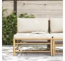 vidaXL Garten-Mittelsofa Bambus Cremeweiß mit Kissen Bild 3