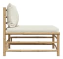 vidaXL Garten-Mittelsofa Bambus Cremeweiß mit Kissen Bild 5