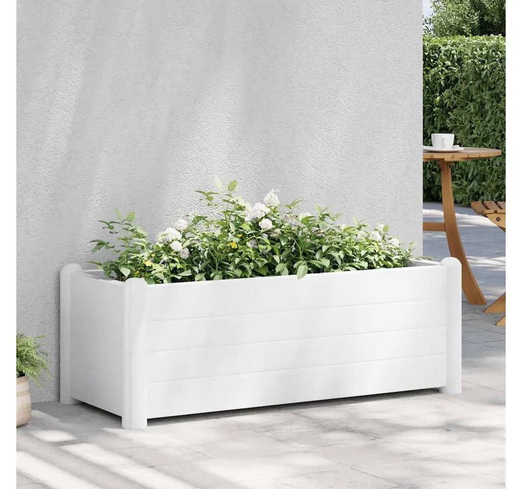 vidaXL Hochbeet Garten-Hochbeet PP Weiß 100x43x35 cm