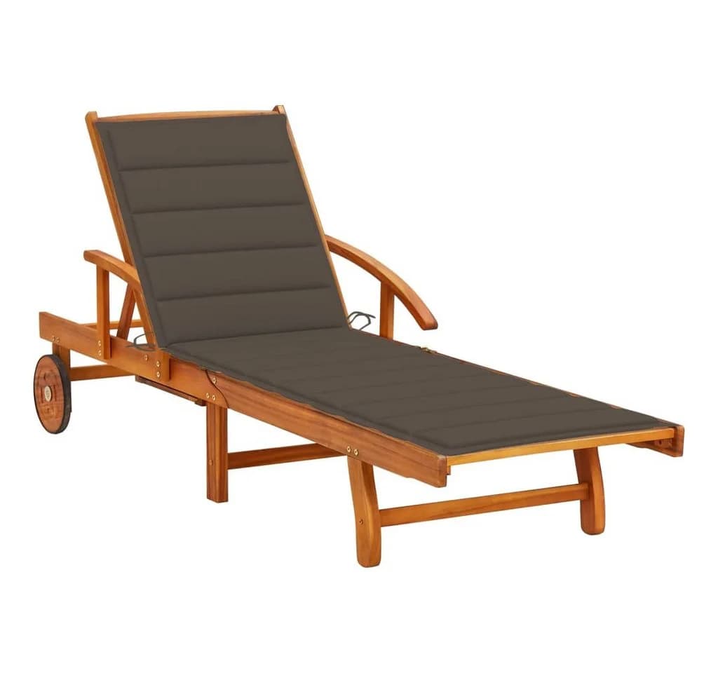 vidaXL Gartenliege Sonnenliege mit Auflage Massivholz Taupe - Bild 2