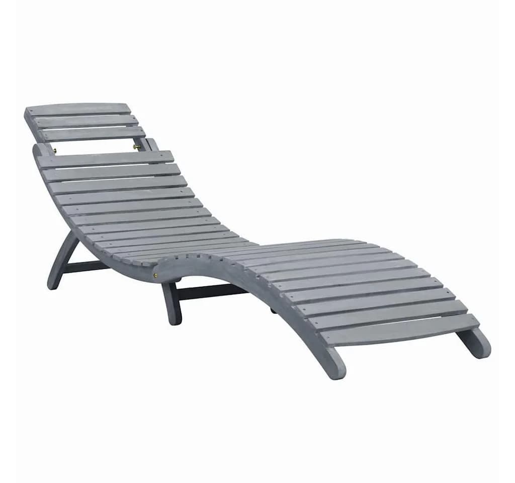 vidaXL Gartenliege mit Auflage Grau Massivholz