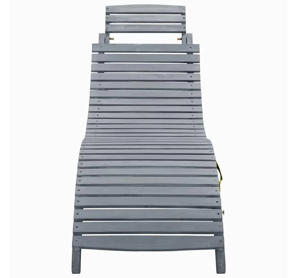 vidaXL Gartenliege mit Auflage Grau Massivholz - Bild 3