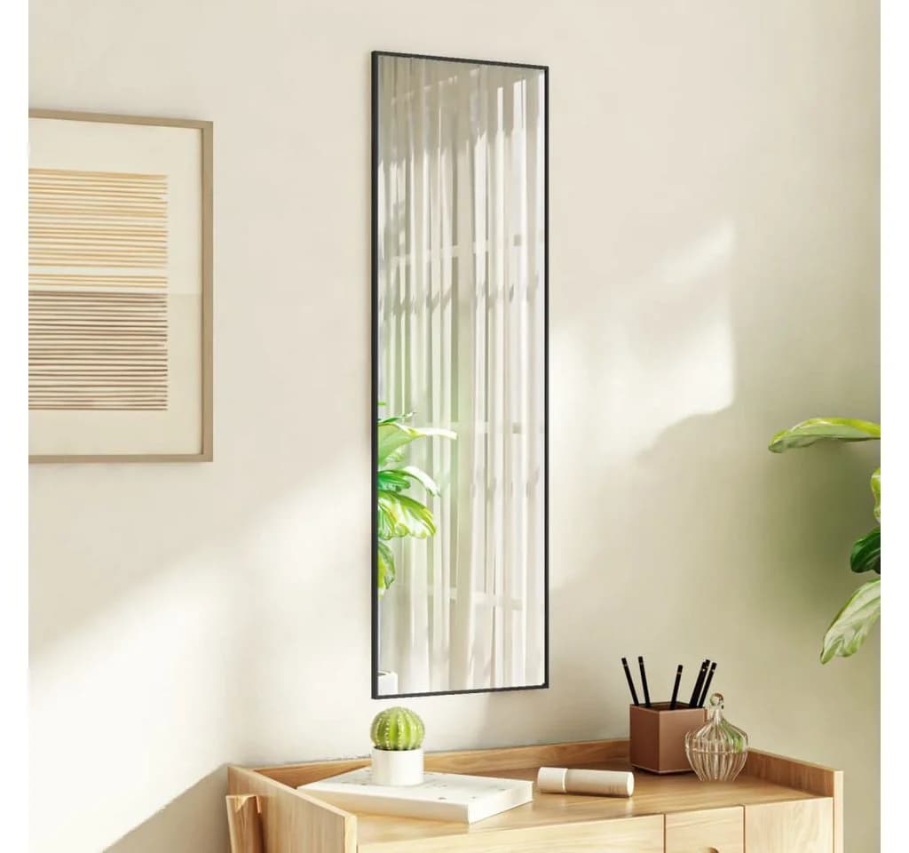 vidaXL Türspiegel Schwarz Glas Aluminium