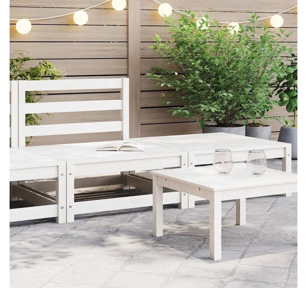 vidaXL Sofaelement 2-tlg. Garten-Lounge-Set Weiß Kiefer Massivholz