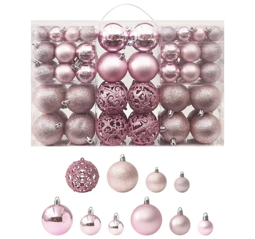 vidaXL Christbaumschmuck 100-tlg. Weihnachtskugel-Set Rosa - Bild 2