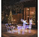 VIDAXL LED Dekofigur Rentiere & Schlitten 160 LEDs 130 cm Acryl Bild 1