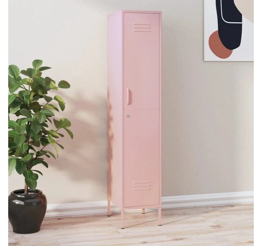 vidaXL Fächerschrank Rosa Stahl mit 4 Böden
