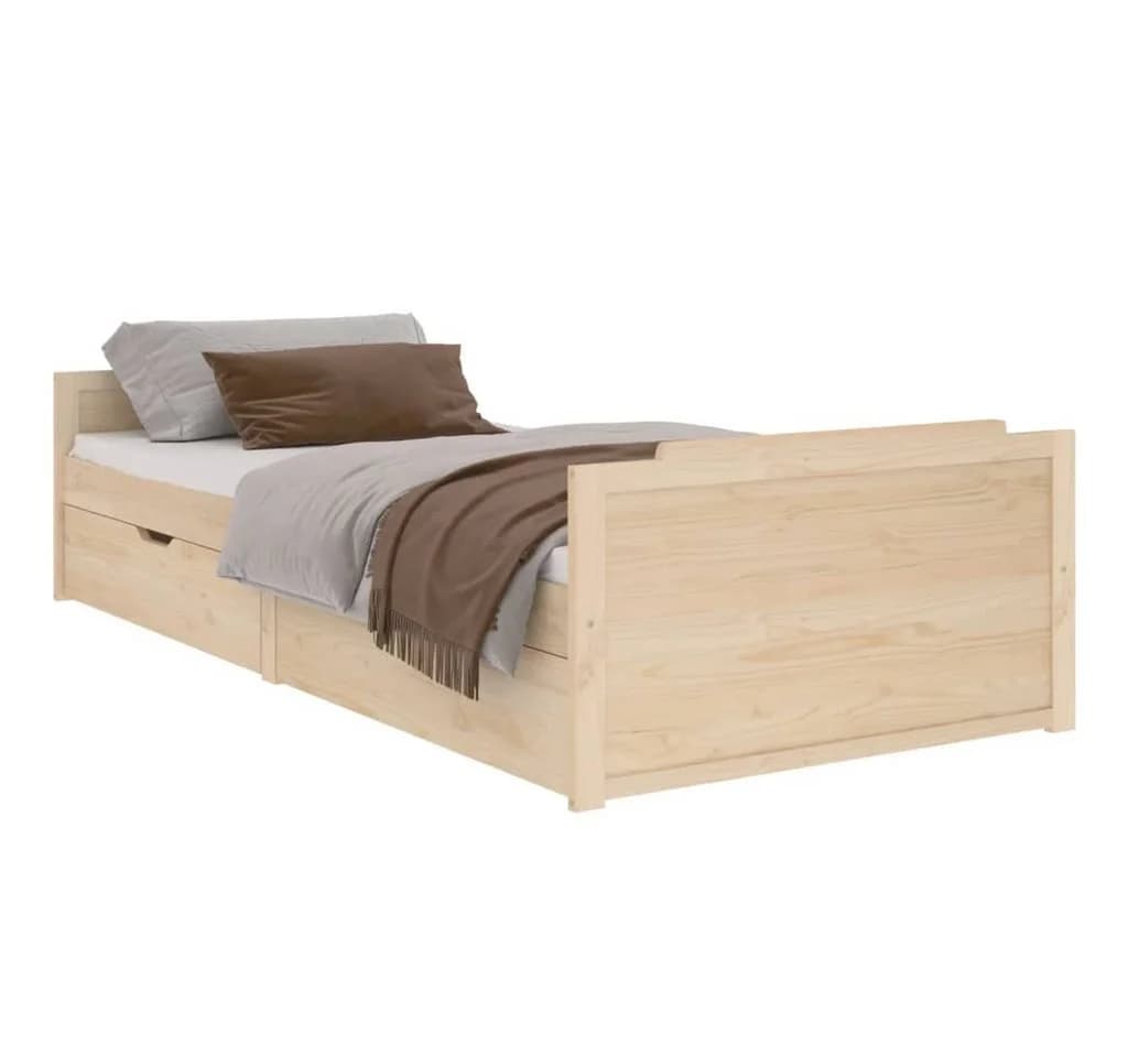 vidaXL Massivholzbett Kiefer mit Schubladen Braun Einzelbett