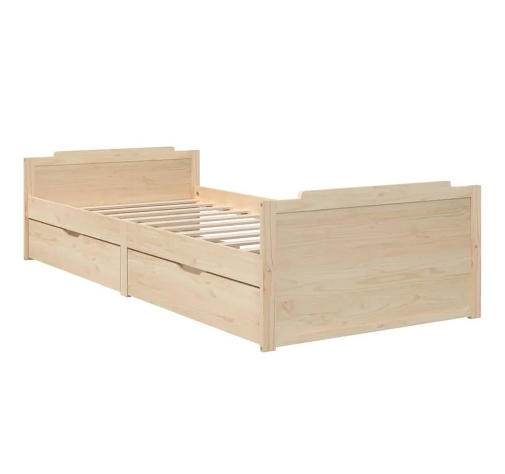 vidaXL Massivholzbett Kiefer mit Schubladen Braun Einzelbett - Bild 2