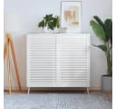 vidaXL Schranktür Lamellen-Design Weiß Massivholz 2 Stk Bild 1