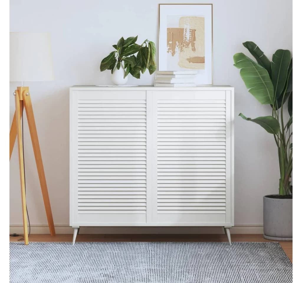 vidaXL Schranktür Lamellen-Design Weiß Massivholz 2 Stk