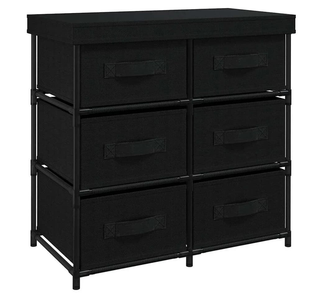 vidaXL Sideboard, Aufbewahrungsschrank mit 6 Schubladen Schwarz Stahl - Bild 2