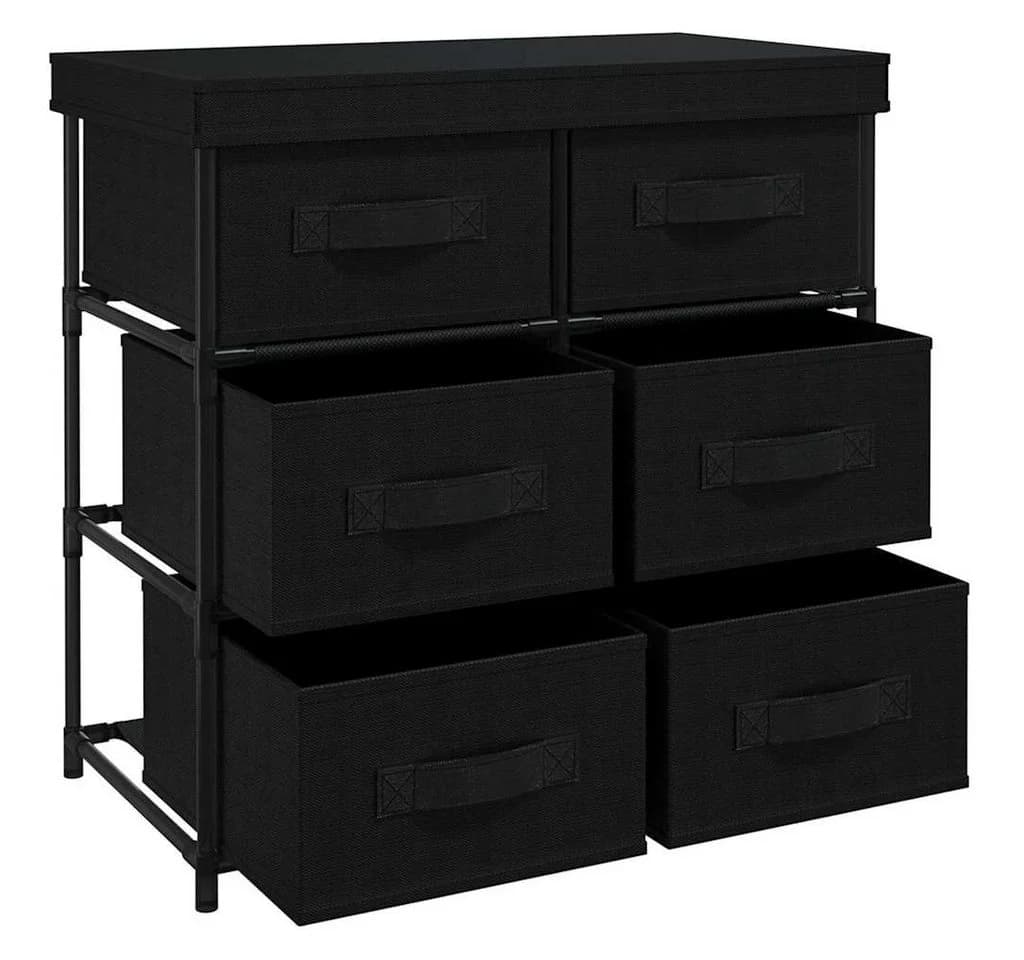 vidaXL Sideboard, Aufbewahrungsschrank mit 6 Schubladen Schwarz Stahl - Bild 5