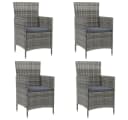 vidaXL Gartenstuhl 4er Set mit Kissen Poly Rattan Grau Bild 2