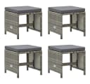 vidaXL Gartenhocker 4-tlg. Grau PE-Rattan mit Kissen Bild 2