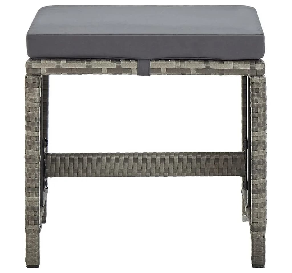 vidaXL Gartenhocker 4-tlg. Grau PE-Rattan mit Kissen - Bild 3