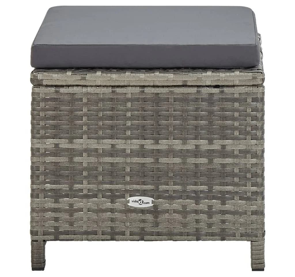 vidaXL Gartenhocker 4-tlg. Grau PE-Rattan mit Kissen - Bild 4