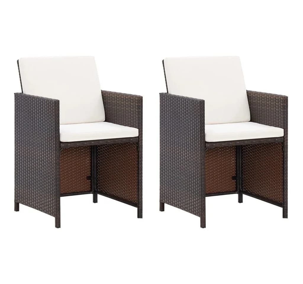 vidaXL Gartenstuhl 4-tlg. Set Poly Rattan Braun mit Kissen