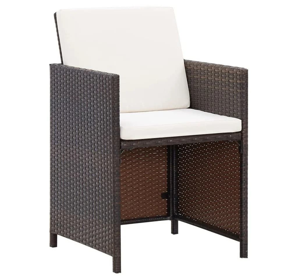 vidaXL Gartenstuhl 4-tlg. Set Poly Rattan Braun mit Kissen - Bild 3