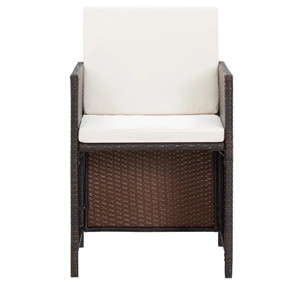 vidaXL Gartenstuhl 4-tlg. Set Poly Rattan Braun mit Kissen - Bild 4