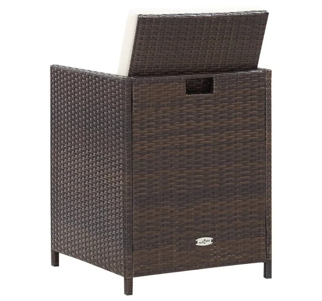 vidaXL Gartenstuhl 4-tlg. Set Poly Rattan Braun mit Kissen - Bild 5